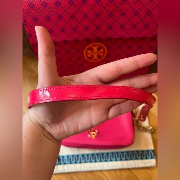 Tory Burch Pink Saffiano Robinson Chain Mini Crossbody Bag - Picture 10 of 13